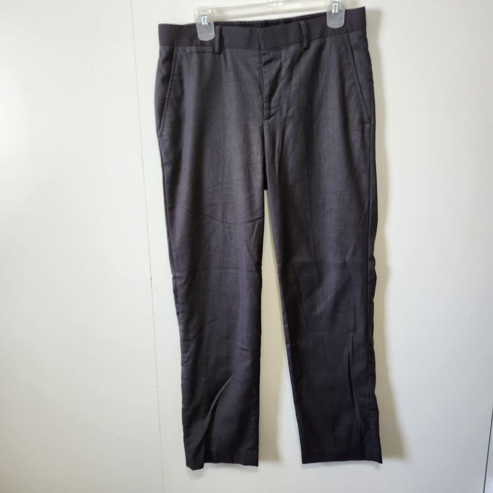 J Ferrar Mens Dress Pants 32x30 Charcoal Gray Slim Fit Flat Front Stretch